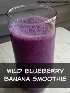 Do you love smoothies, espcially one that's packed with nutrients and antioxidants? Try this simple-to-make wild blueberry banana smoothie. So yummy! #glutenfree #smoothie #wildblueberries @zealousmom.com