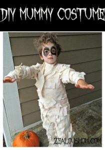 Are you looking for a simple and inexpensive DIY mummy costume tutorial? You've come to the right place. I am very un-crafty and created this costume in a week, so I know you can too. Have fun! @zealousmom.com